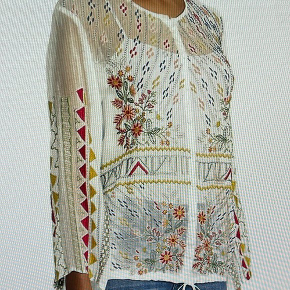 Johnny Was Ezra Embroidered Blouse NWT size L - Picture 2 of 4